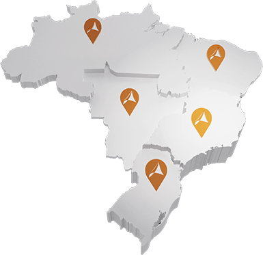 Mapa do Brasil com áreas que a Base atua